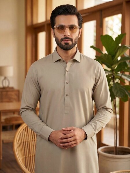 Khaki Designer Shalwar Kameez (SK-669)