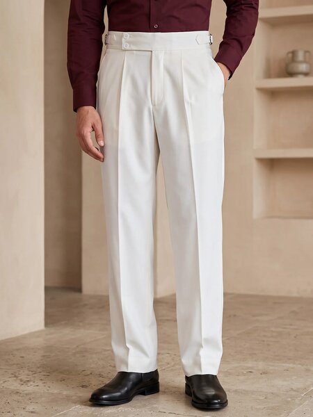 Cream Imported Straight Fit Gurkha Pant (FDT-443)