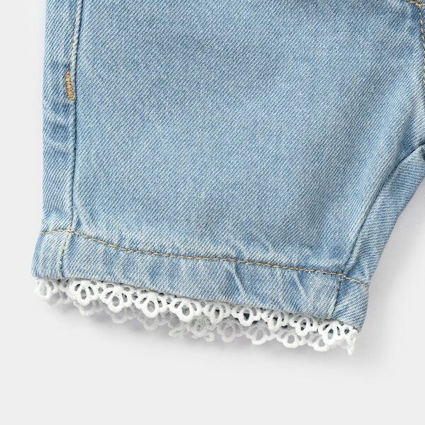 Infant Girls Denim Rigid Shorts - Light Blue
