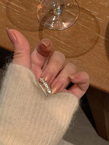 Shein - 1pc Sterling Silver Cubic Zirconia Decor Cuff Ring