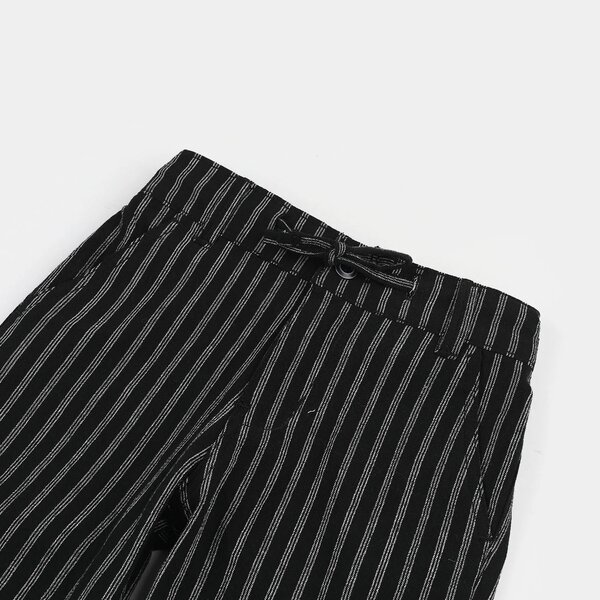 Boys Cotton Pants (Stripe) - Black