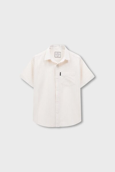 Boys Off-White Cotton Stripe Shirt