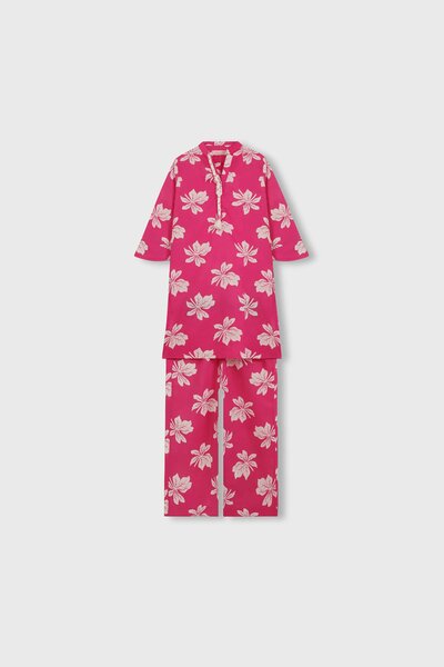 Girls Floral Radiance Pink Kurta Set - 2pc