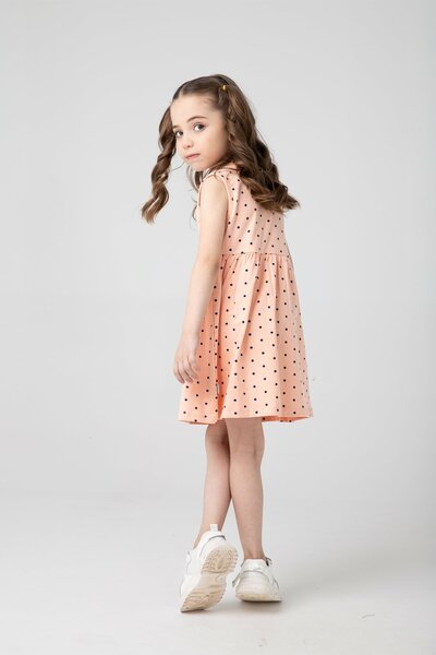Peach Polka Dot Jersey Frock
