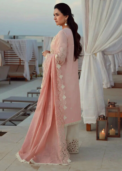 Minor Defect - Gulmina Embroidered Lawn Suit Unstitched 3 Piece GLM25US Pink Lilly - Summer Collection