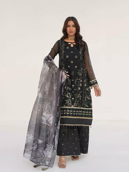Salitex Unstitched Embroidered Cotton Net 3 Piece Suit SUNW7NO117 - Festive Collection