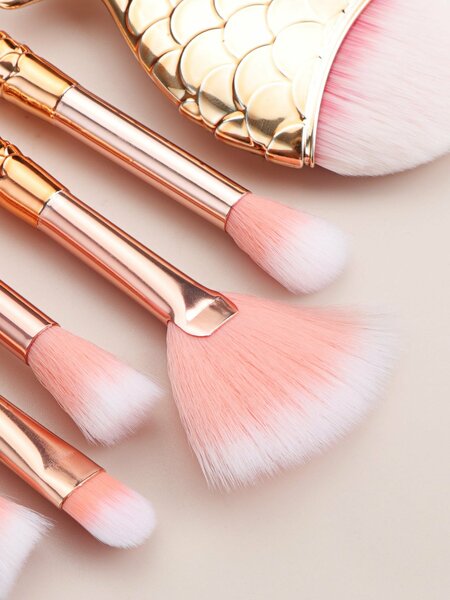 Shein - Makeup Brush Sets, 11pcs Cartoon Cute Fish Scale Multifunctional Multifunctional Makeup Brush Cosmetic Makeup Tool For Beginner, Makeup Brush/Cosmetic Brush Black Friday