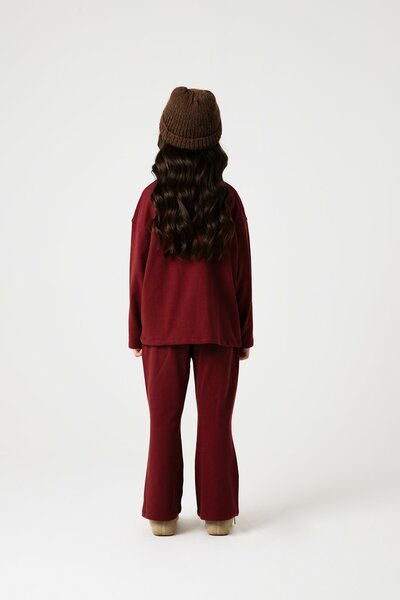 Girls Tiger Choco Maroon Terry Co-ord Set