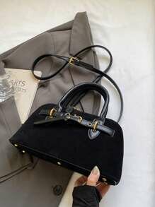 Shein - Vintage Suede Messenger Bag For Women