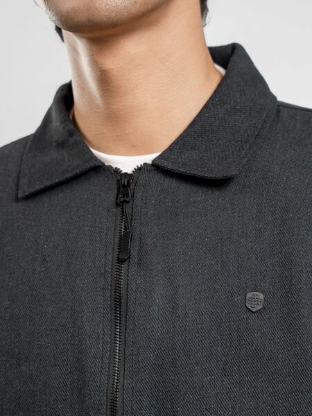 Charcoal Casual Collar Jacket With Cargo Pocket