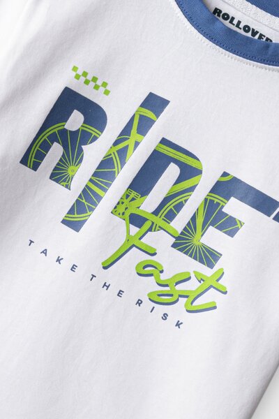 Boys White Ride Fast Tee