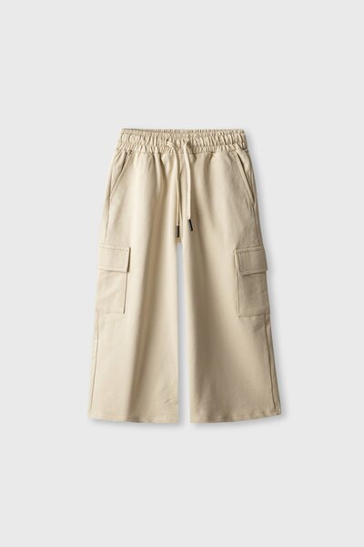 Girls Beige Cargo Comfort Trouser