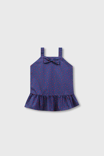 Navy Heart Print Cotton Dress