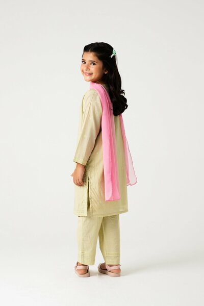 Pastel Pistachio Festive Kurta Set - 3pc