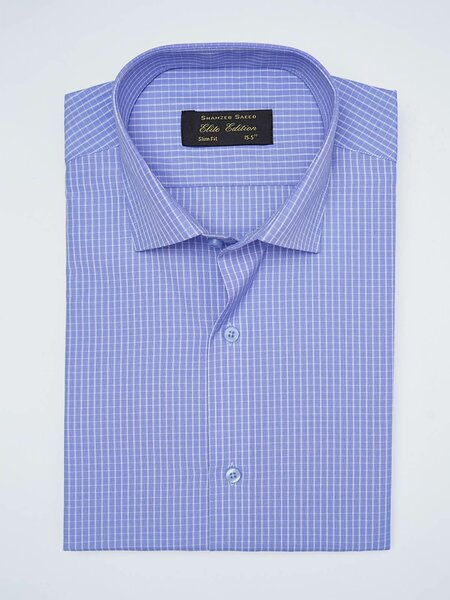 Blue Checkered, Elite Edition, Cutaway Collar Men’s Formal Shirt (FS-2965)