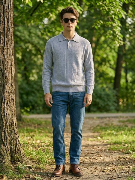 Heather Grey Full Sleeves Knitted Sweater (SKBP-012)