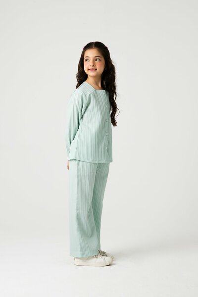 Girls Mint Textured Cotton Co-ord Set
