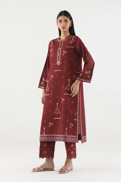 Stitched Embroidered Lawn Shirt+ Culotte