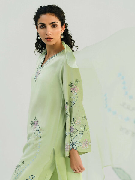 Pistachio Meadow - 2pcs Rawsilk Ensemble