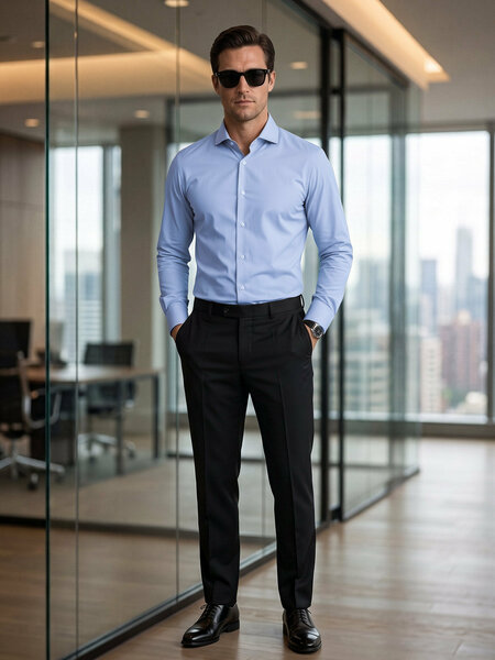 Sky Blue Plain, Cutaway Collar, Poplin Formal Shirt (FS-3057)