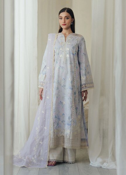 Daybreak by Afrozeh Unstitched Printkari Embroidered Lawn 3 Piece Suit AF26UDB D-4 DOVEMIST - Summer Collection