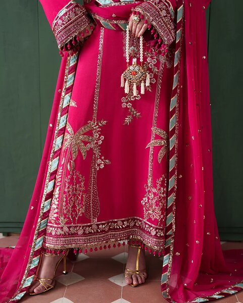Mahenoor by Roheenaz Unstitched Embroidered Raw Silk 3 Piece Suit RN26UMR Mahveen RUNES260104 - Festive Collection