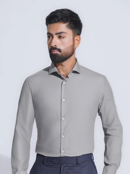Light Grey Plain, Cutaway Collar, Elite Edition, Men’s Formal Shirt (FS-2497)