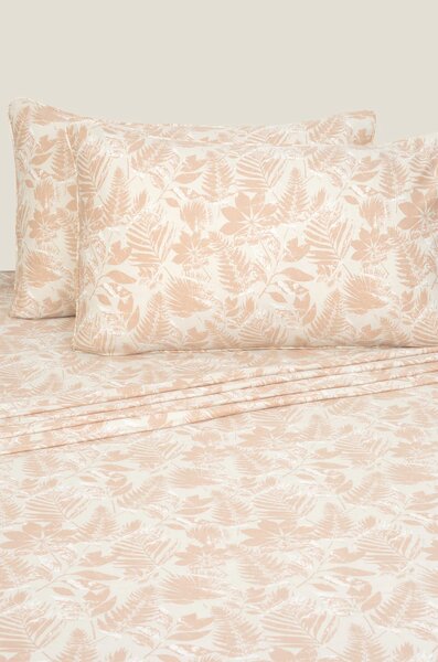 Tan Leaves T-200 Bed Sheet Set