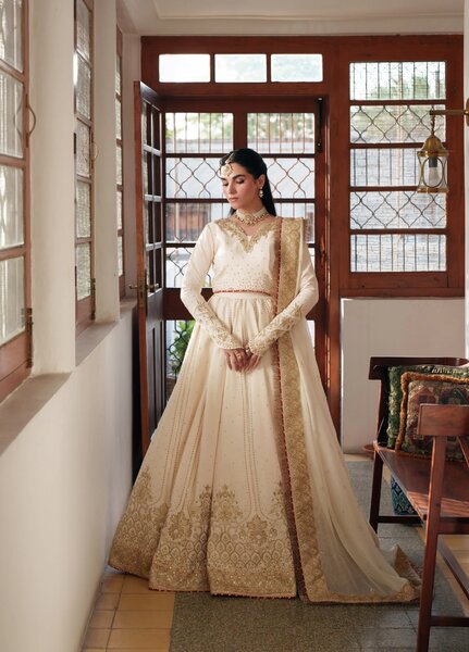 Shagun by Neeshay Unstitched Embroidered Raw Silk 2 Piece Suit NSH26US Zohravar - Festive Collection