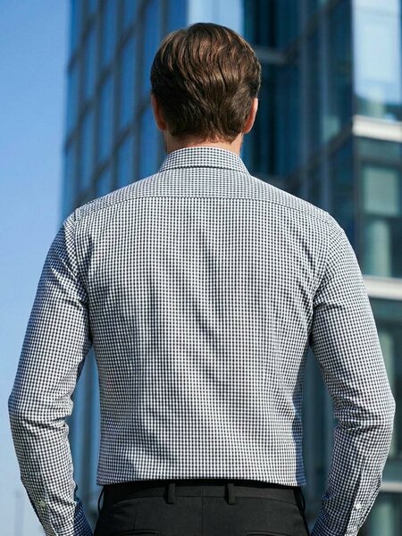 White & Black Checkered, Elite Edition, Cutaway Collar Men’s Formal Shirt (FS-2687)