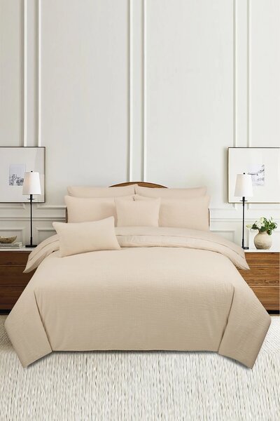 Crystal Rose Seersucker Dyed Duvet Cover
