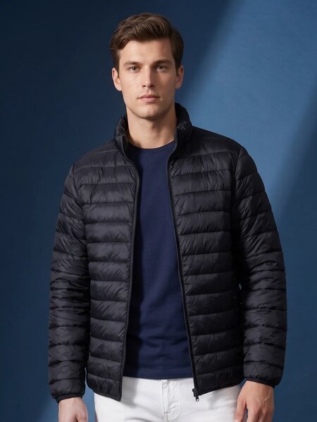 Black Imported Full Sleeves Puffer Jacket (PJ-133)