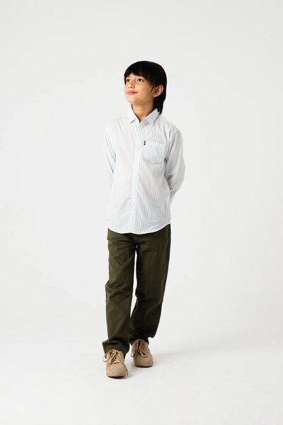 Boys White & Sky Striped Cotton Shirt
