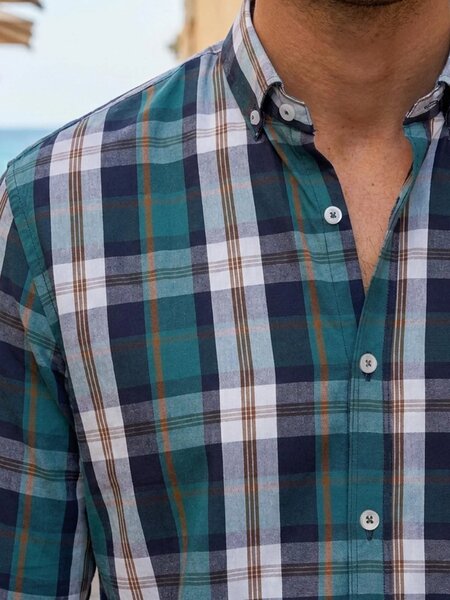 Multi Check Button Down Casual Shirt (CSC-446)