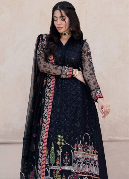 Rusukh by Sahane Unstitched Embroidered Net 3 Piece Suit ZAHLIA Festive Collection