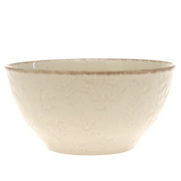 Beige Ceramic Serving Bowl – 6 Inch Textured Tableware Accent