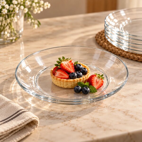 6-Piece Clear Glass Dessert Plate Set 194mm – Elegant Serving Plates for Cakes & Snacks