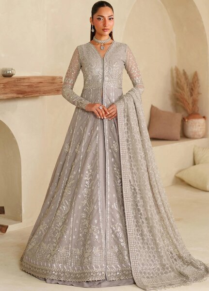 Meesa by Zarif Unstitched Net Embroidered Suits 3 Piece ZR25UF ZRF-ML-06 LEMHA - Winter Collection