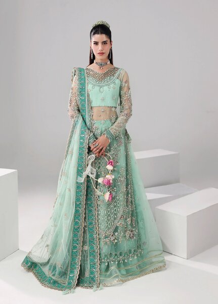 Lamore by Sardinia Unstitched Luxury Hand Work Net 3 peice SRD25LH D-7 Crystal Bloom - Formals Collection