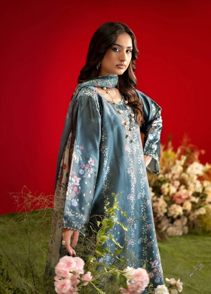 Marine by Rashid Textiles Unstitched Printed Luxury Silk 3 Piece Suit RT26USM D-3904 - Winter Collection