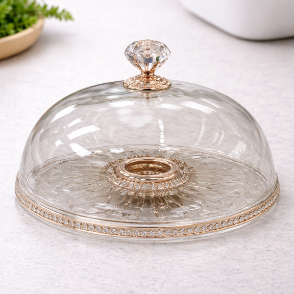 Large Cake Dish with Copper Stand – Elegant Cake Display Dome