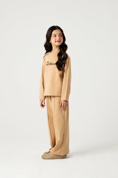 Girls Beige Motion Relaxed Co-ord Set