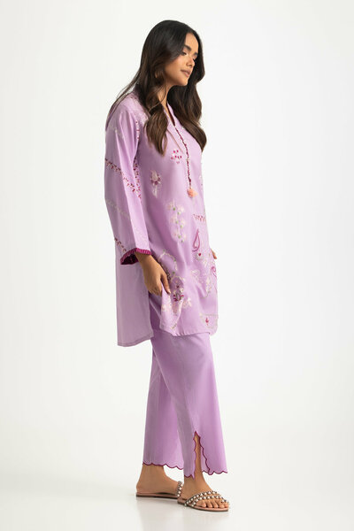 Cotton Viscose Slub Embroidered Co-Ord Set