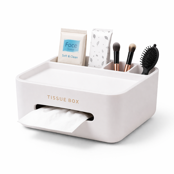 Multifunctional Desktop Tissue Box Organizer – Stylish Storage Case with Drawer