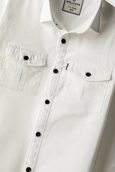 Boys Solid White Cotton Shirt