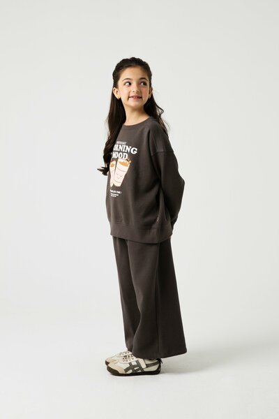 Girls Charcoal Coffee Club Fleece Co-ord Set