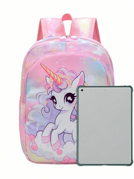 Shein - Cartoon Unicorn Nylon Zipper Closure Backpack