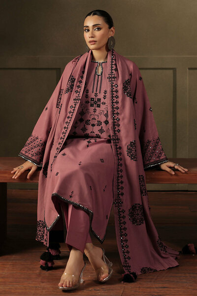 3 Piece Embroidered Linen Mehsuri Suit