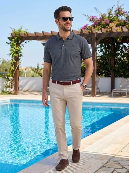 Charcoal Contrast Tipping Polo T-Shirt (POLO-1221)
