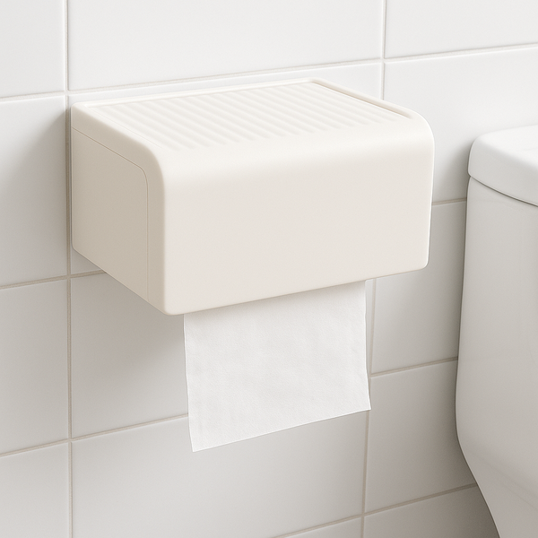 Minimalist Wall-Mounted Toilet Tissue Box – Beige